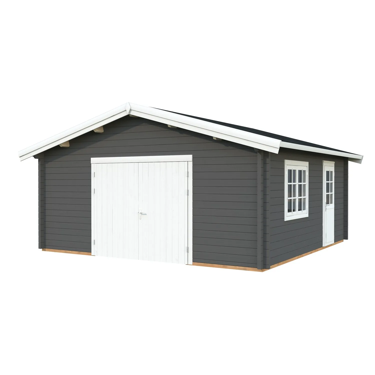 Roger 27,7 m2 mit Holztor PNT7012W2 Mörkgrå/Vit