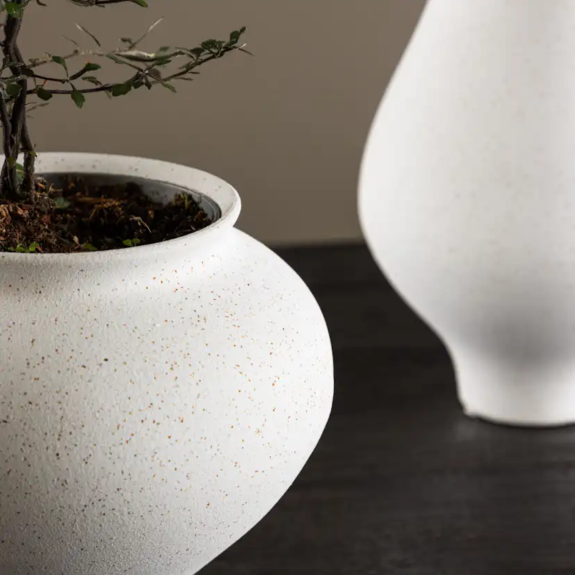 Rellis Vase - White/Black Dots - D11*H18*B18cm Vit