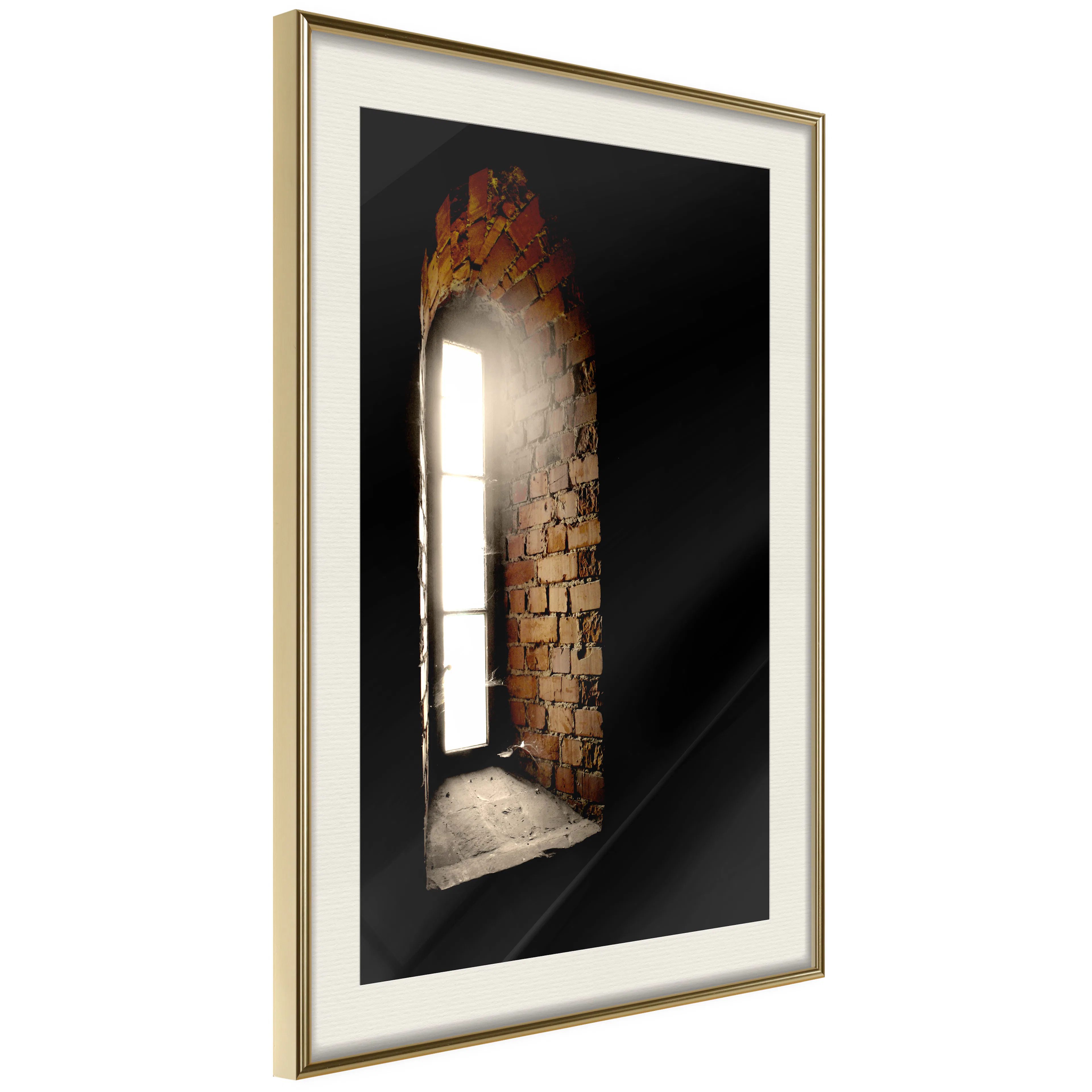 Affisch - Light in the Wall [Poster] 30x45 Guld ram med passepartout, 30x45 cm