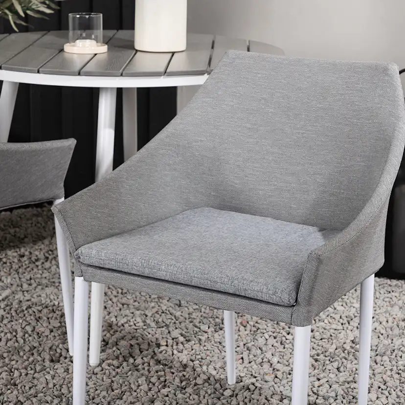 Break - Dining Table Round- White / Grey - Alu / Aintwood - Grå/Vit