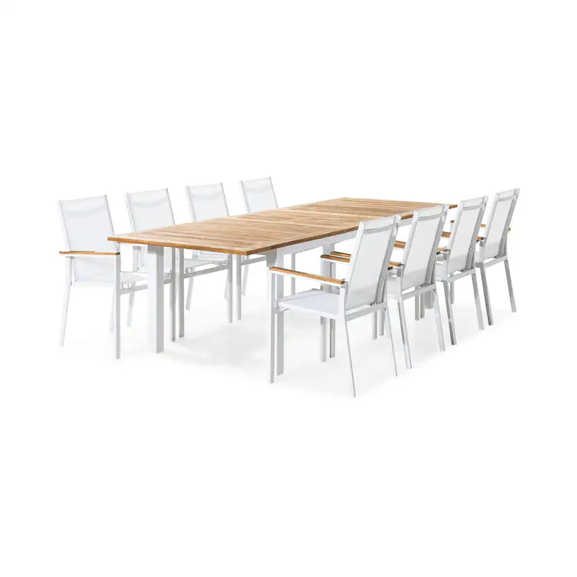 Trädgårdsgrupp deNoord Las Matgrupp Utomhus Vegas 220-280x100 + 8 Stapelstolar