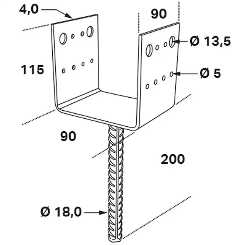 Stolphållare Csu 90x90x4 Ce 90x90x4 mm