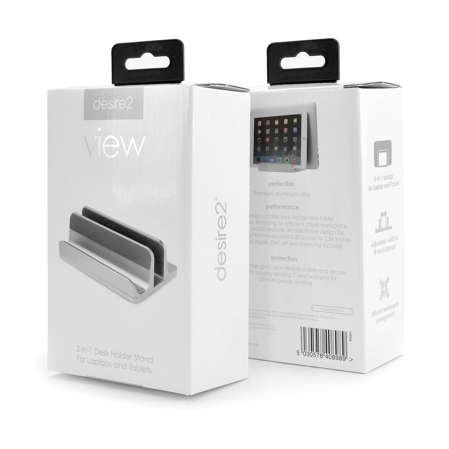 Bordsställ Desire2 Dual för Tablet Mac/Ultrabooks Justerbar Aluminium