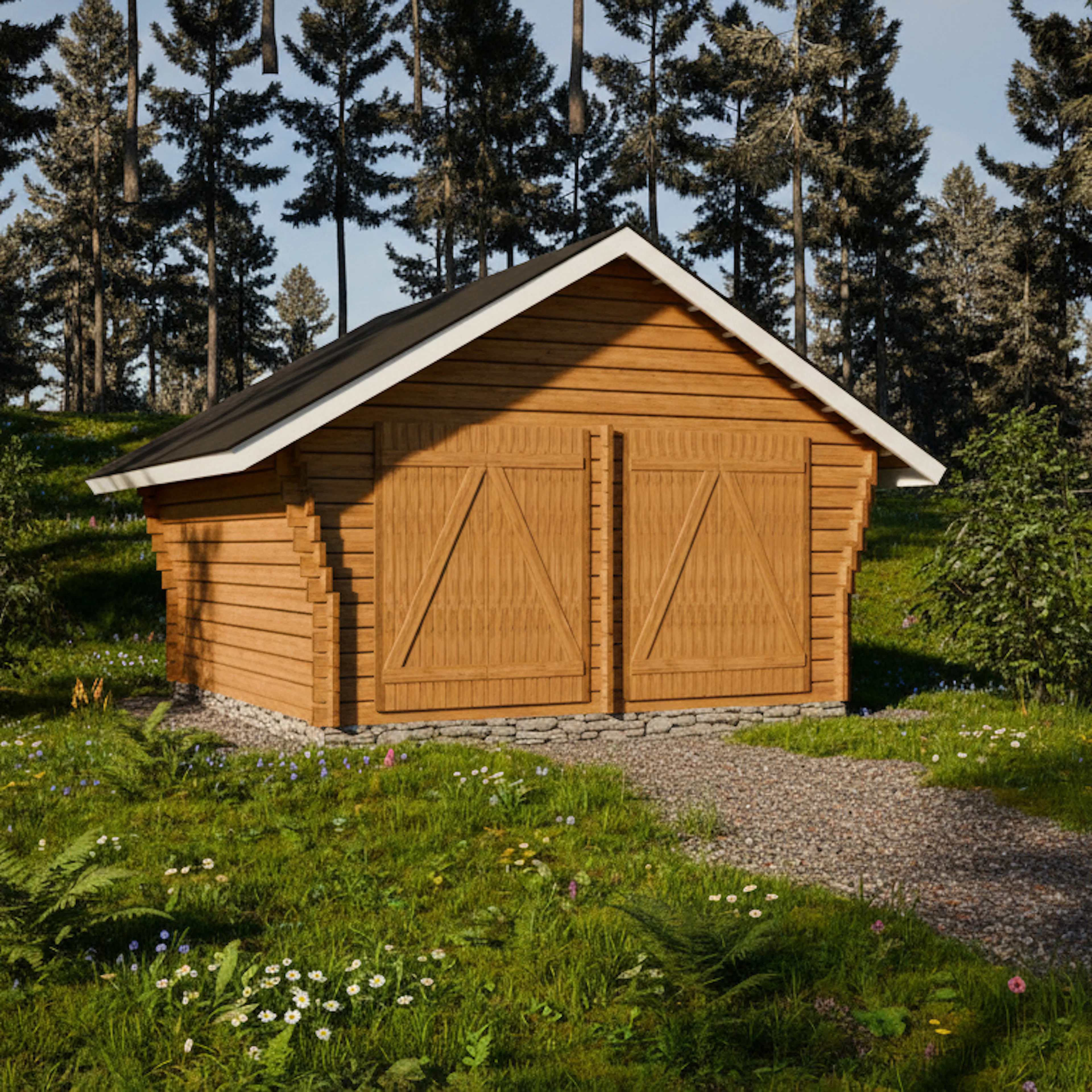 Timmerförråd LP Garden R-L (16m²) Med Springor