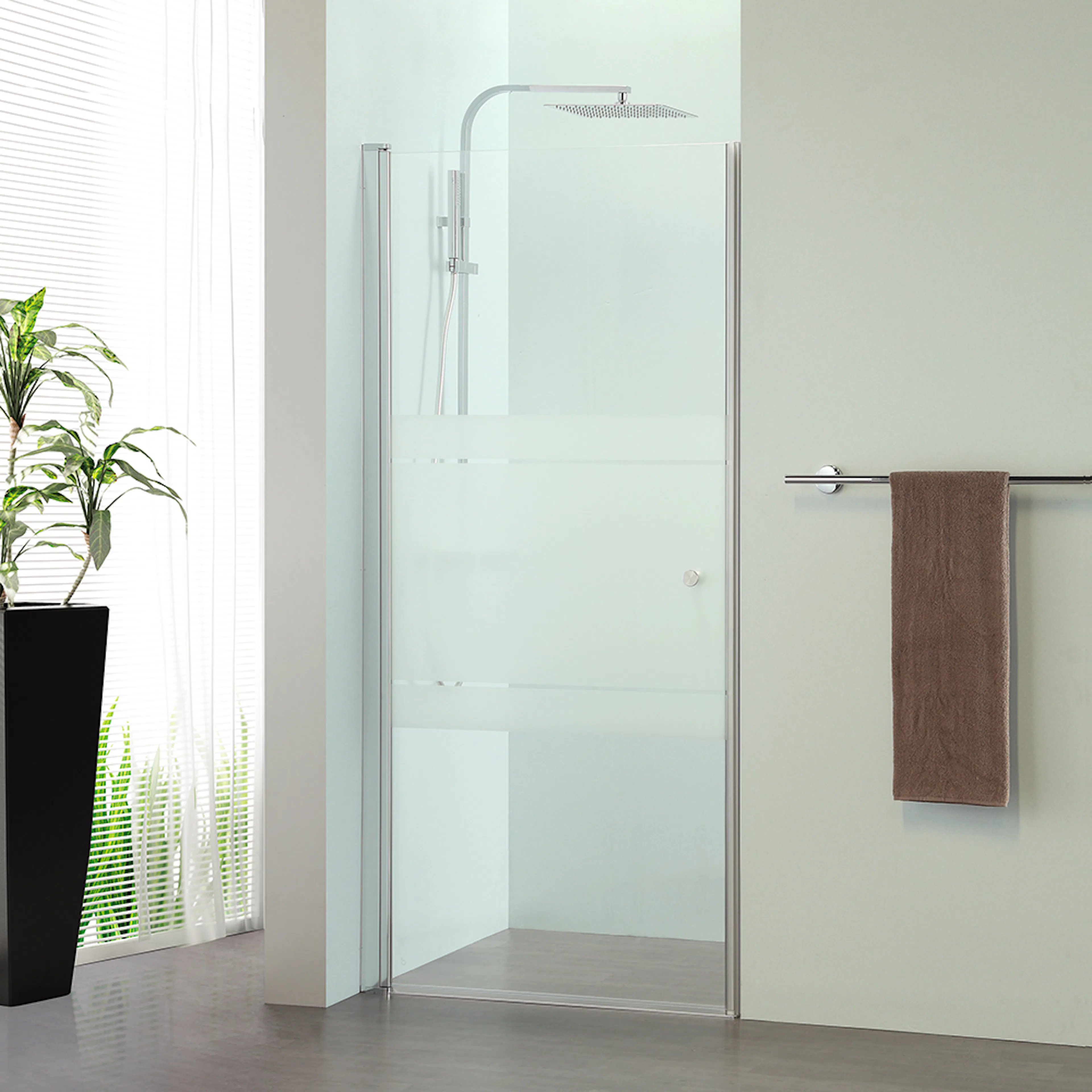 AL N-DÖRR LUSSO1 RAK 90 H-FRO Bredd: 874 mm, Delvis frostat glas, Handtag: Knopp