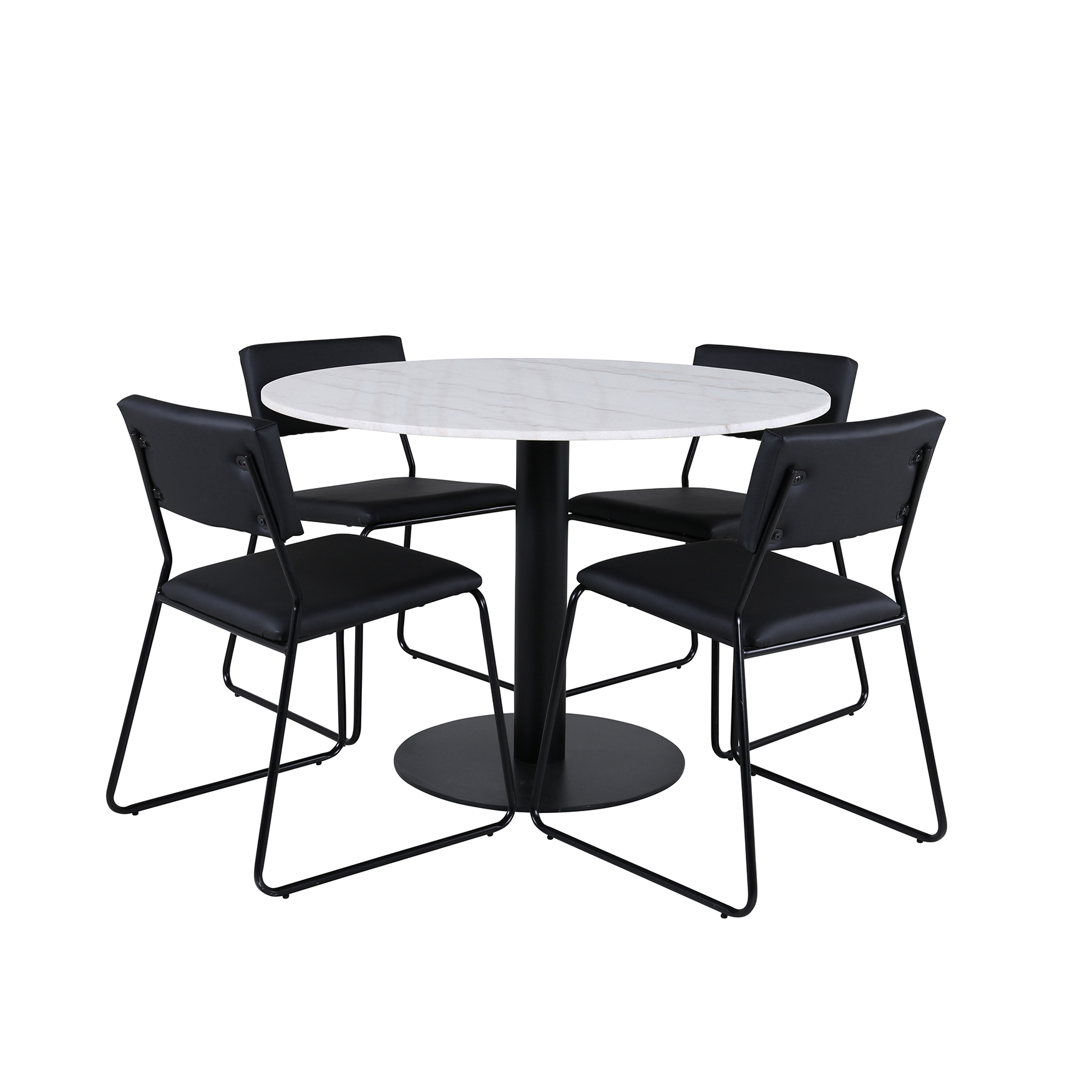 Matgrupp Venture Home med Ester Matbord och 4 Kungshamn Matstolar i Konstläder