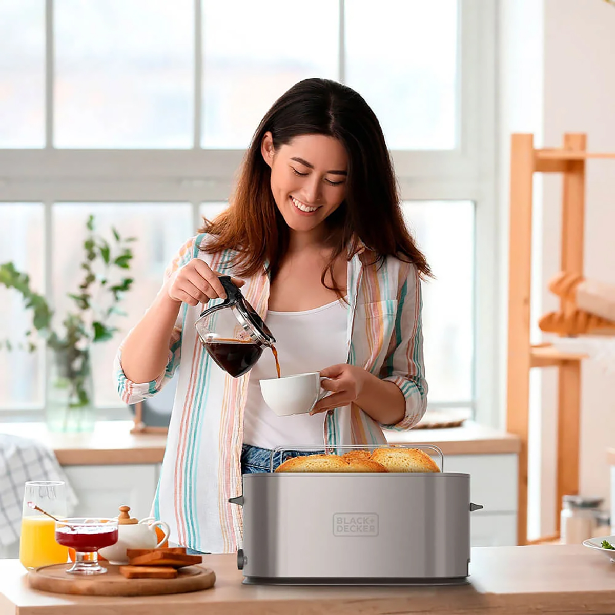 Brödrost BLACK+DECKER 2 Långa Slitsar Rostfritt Stål