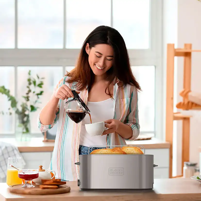 Brödrost BLACK+DECKER 2 Långa Slitsar Rostfritt Stål