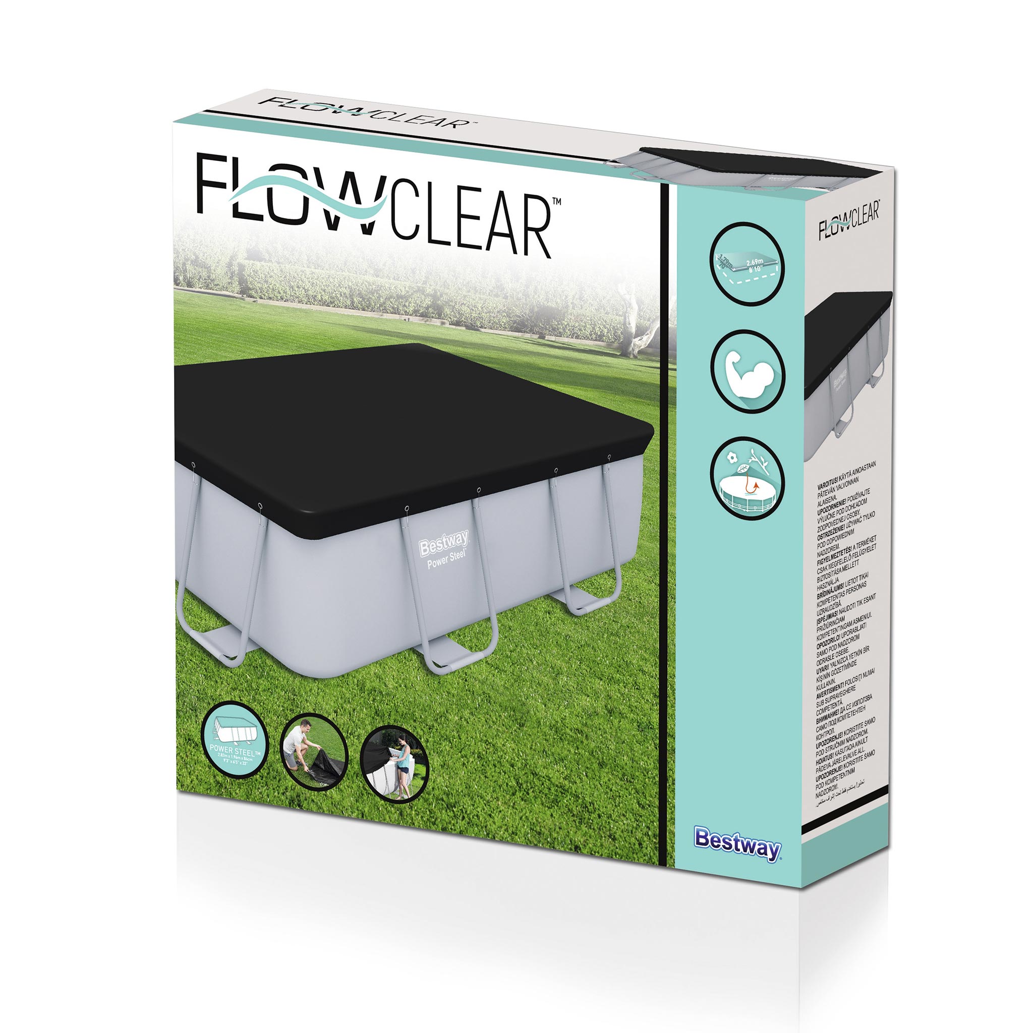 Poolöverdrag Bestway Flowclear PVC Svart 2,82 x 1,96 m Poolskydd