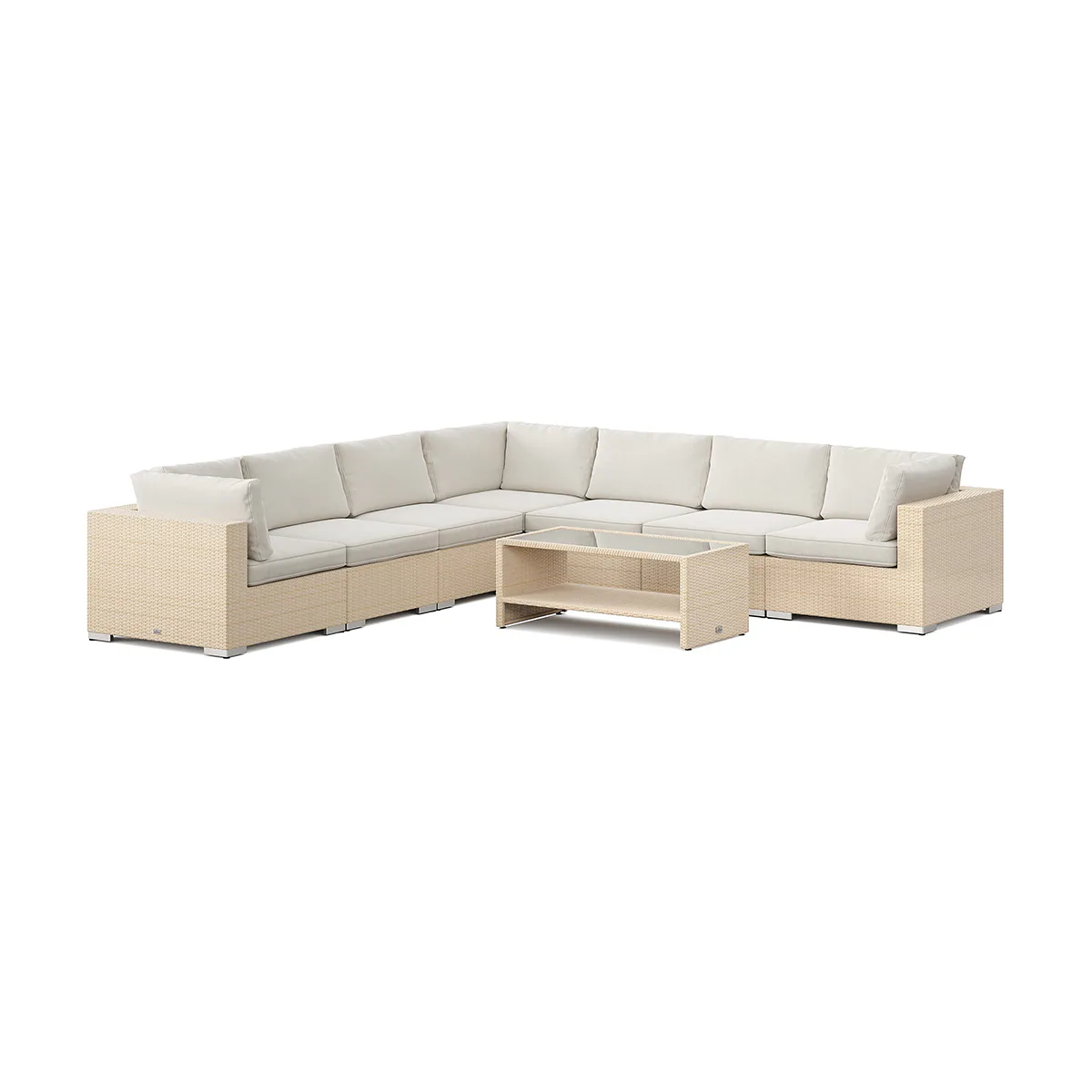 Loungegrupp Comfort Garden Bahamas utomhus hörnsoffa 7-sits vändbar och bord med hylla