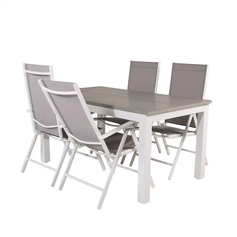 Albany Dining Table 152/210*90 - White Alu / Grey Aintwood+B Vit/Grå