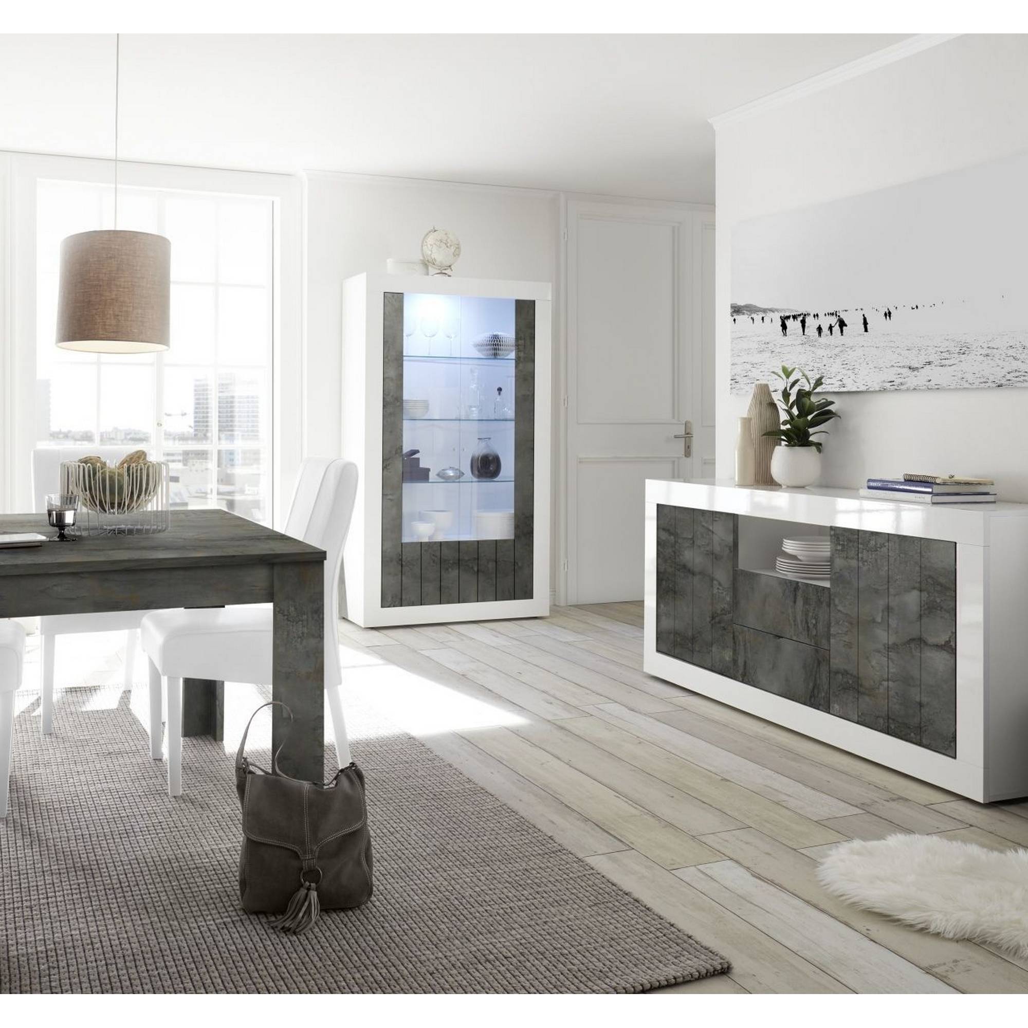 Vitrinskåp LC Spa Urbino 190 cm Grå/Vit