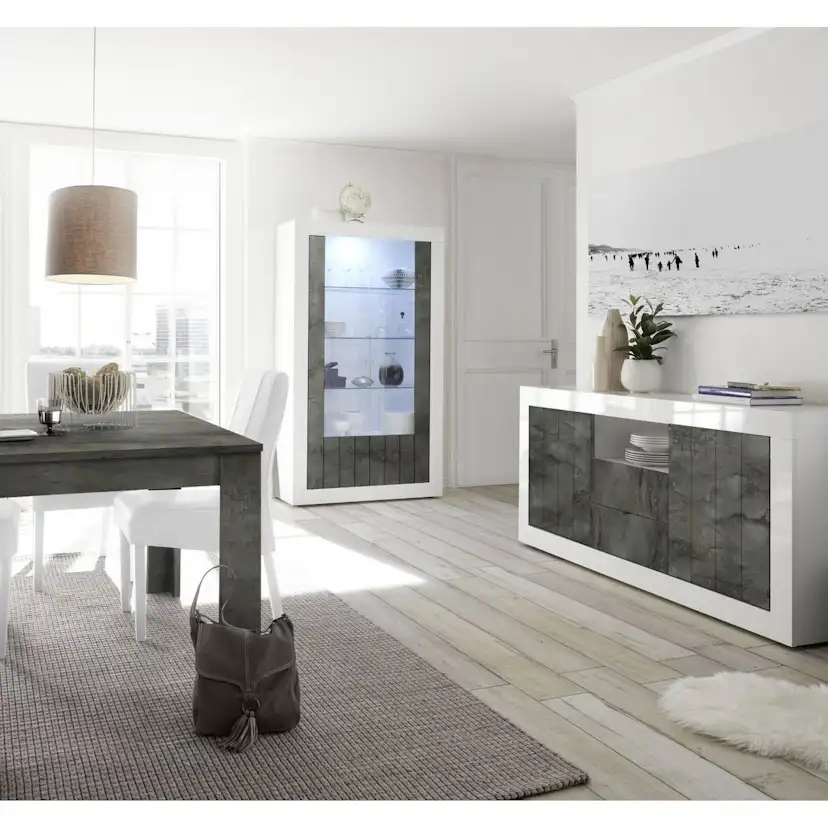 Vitrinskåp LC Spa Urbino 190 cm Grå/Vit