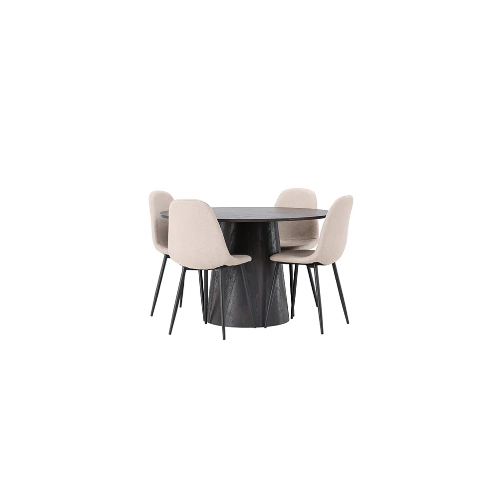 Matgrupp Venture Home Lanzo Ø120 cm med 4 st Polar stolar