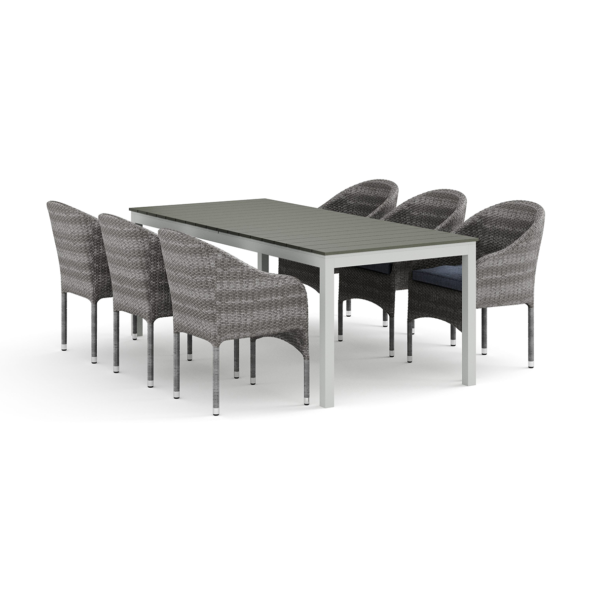 Trädgårdsgrupp Comfort Garden Tunis utomhus matgrupp förlängningsbart 205/305x90 cm med 6 Thor fåtöljer