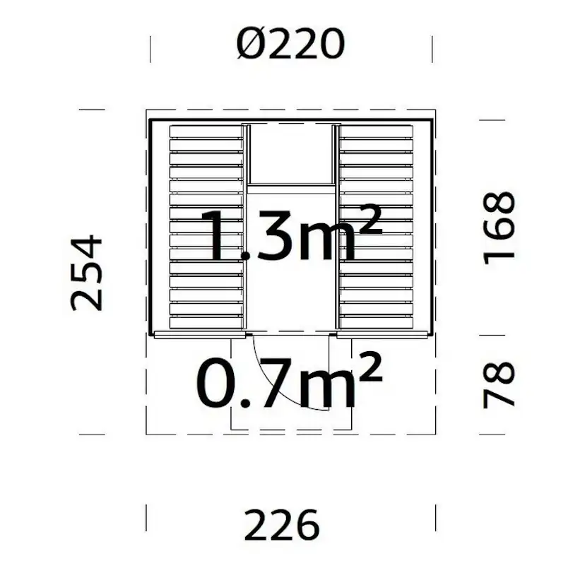 Bastutunna Palmako Anita 1,3, 0,7 m2 Med Glasvägg