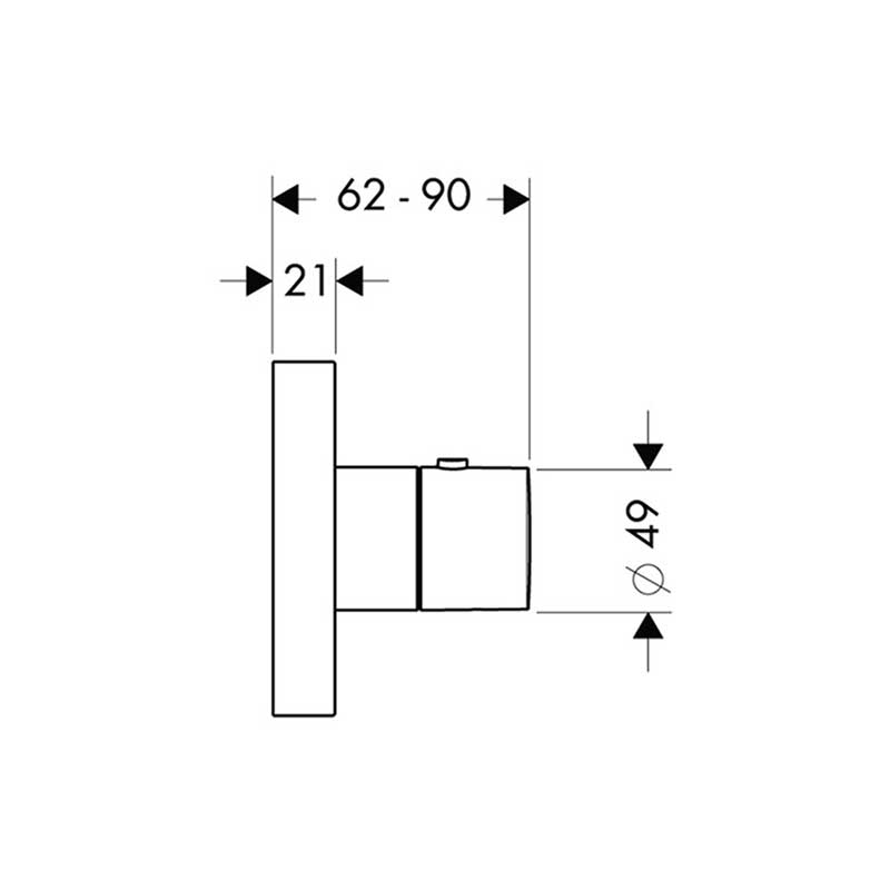 Termostatmodul Axor ShowerCollection 120/120 Square för Inbyggnad