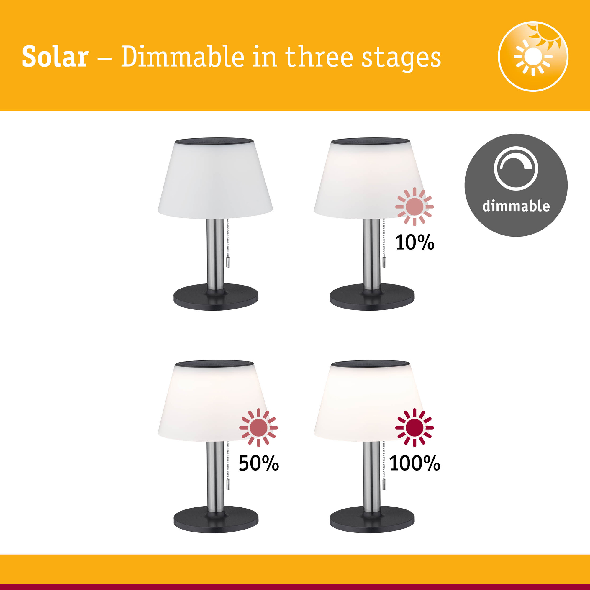 Portabel Solcellslampa Paulmann Lillesol 3-Step-Dim IP44