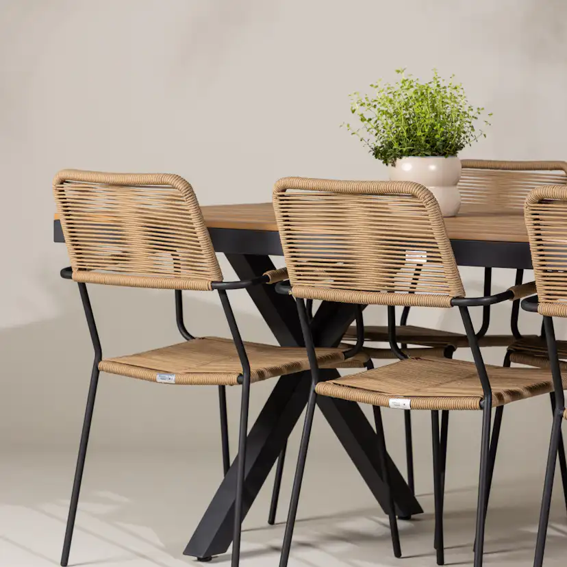 Trädgårdsgrupp Venture Home Garcia med 6 Lindos Trädgårdsstolar
