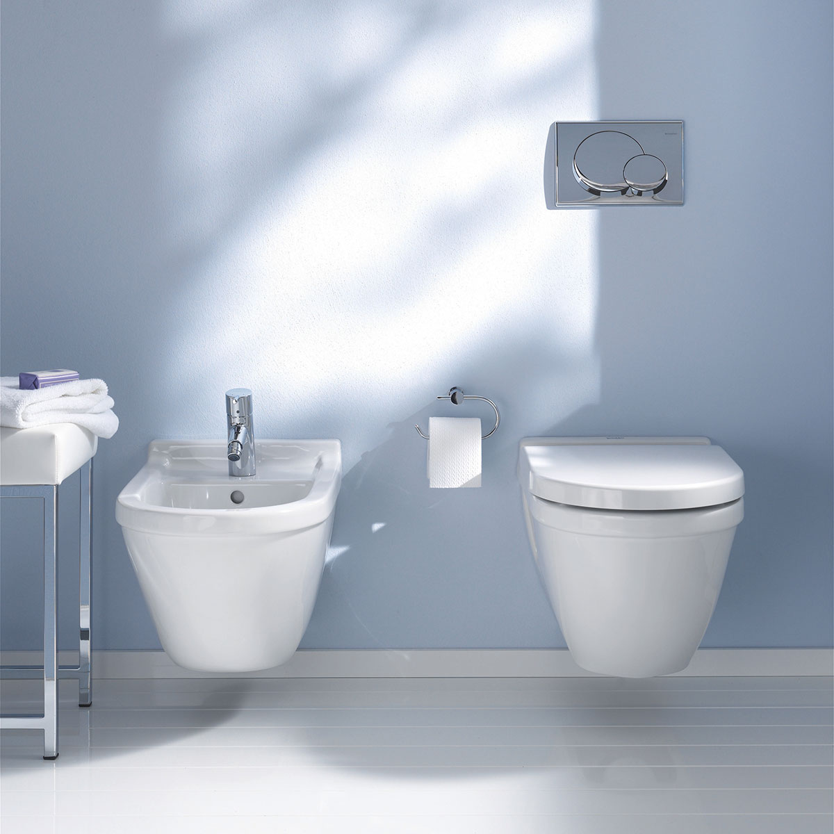 Vägghängd Toalettstol Duravit Starck 3 Compact 222709 med Mjukstängande Hårdsits