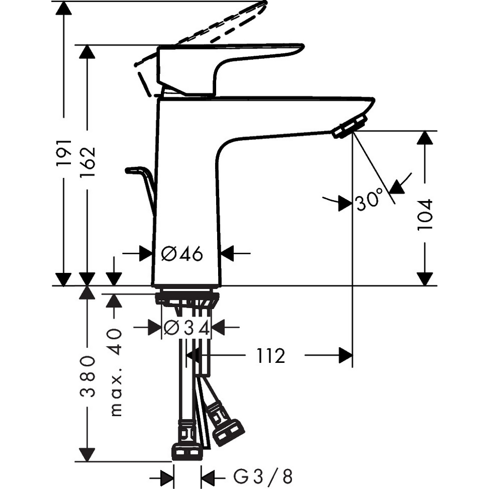 Tvättställsblandare Hansgrohe Talis E 110
