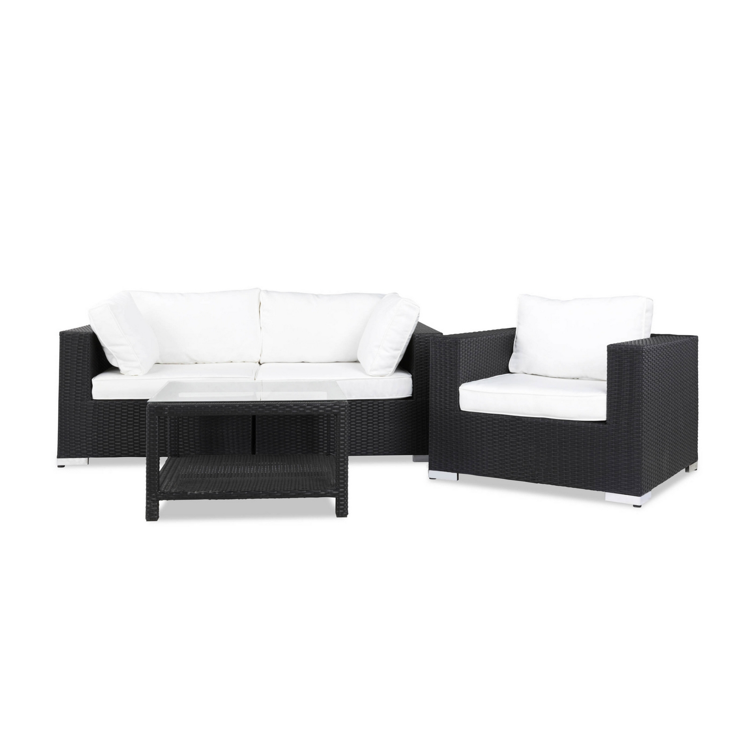 Loungegrupp Comfort Garden Bahamas 3-sits med Utebord 75x75 och Utefåtölj Utomhus