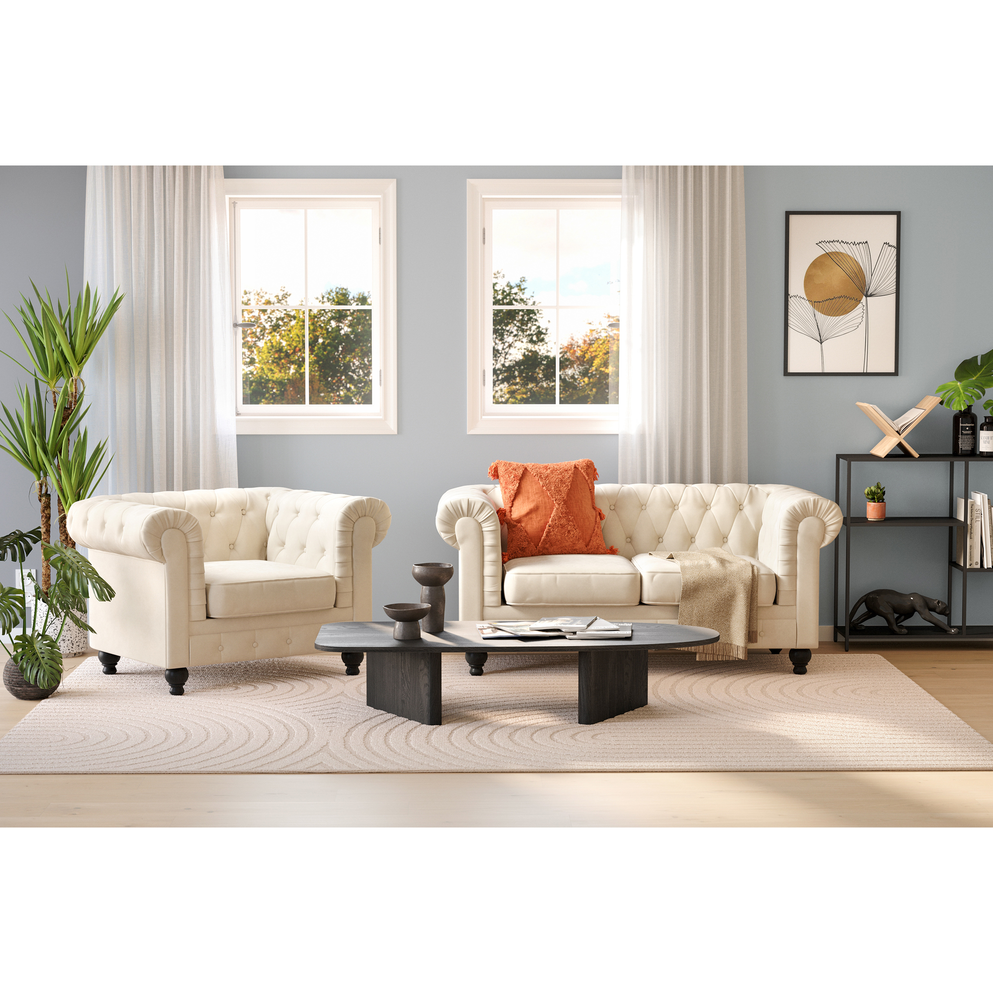 Soffgrupp Manor House Chesterfield Lyx 2-sits med Fåtölj