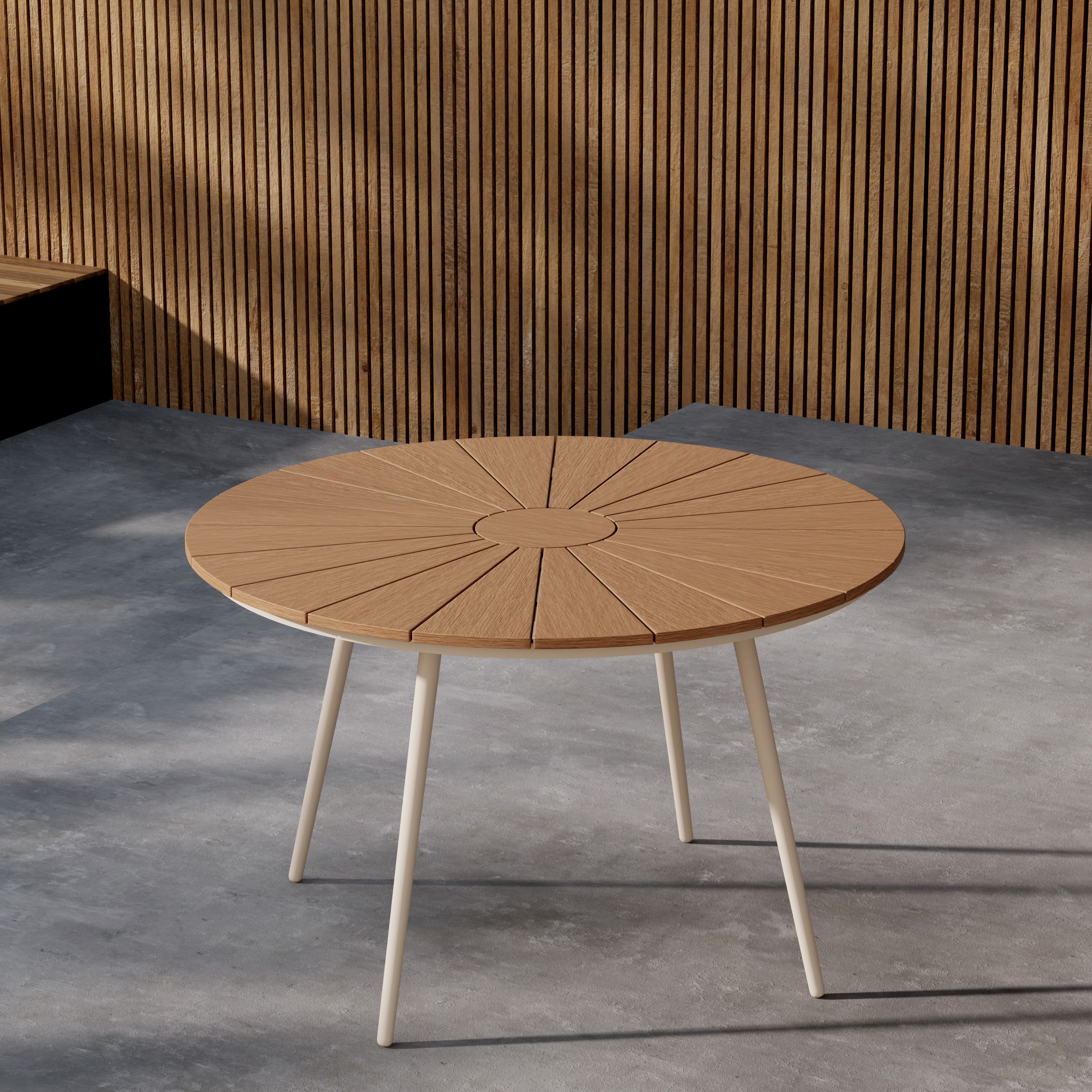 San Vito Dining Table Ø120 - Beige / Wood Beige