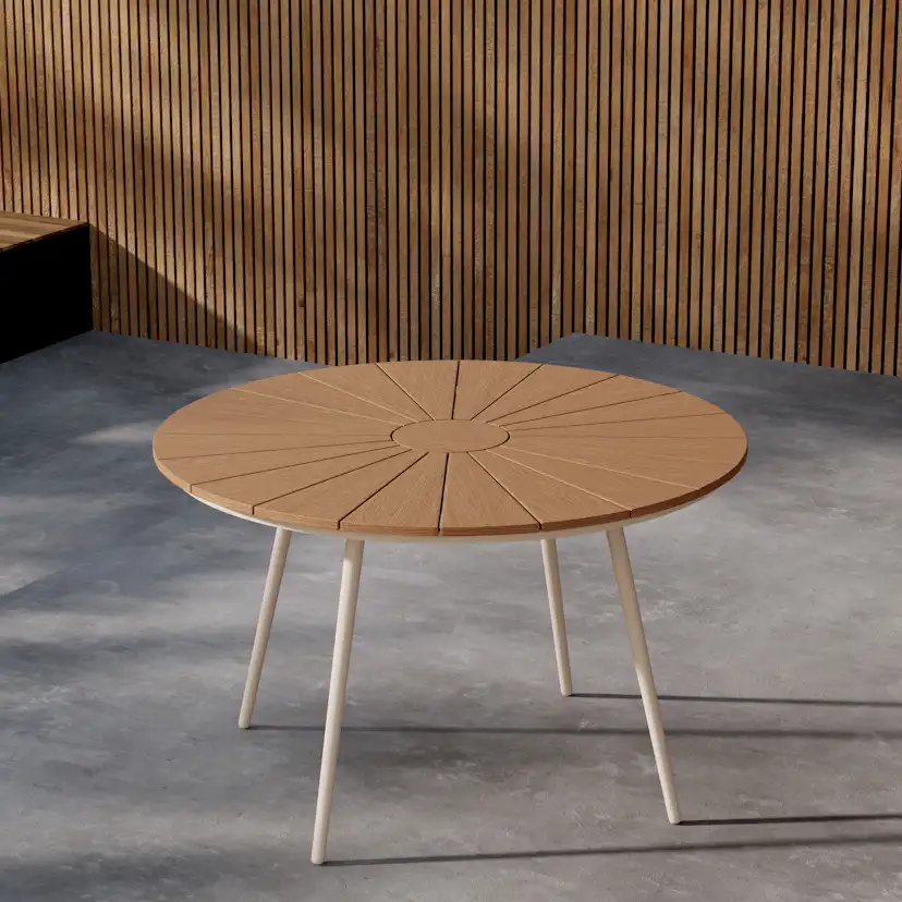 San Vito Dining Table Ø120 - Beige / Wood Beige