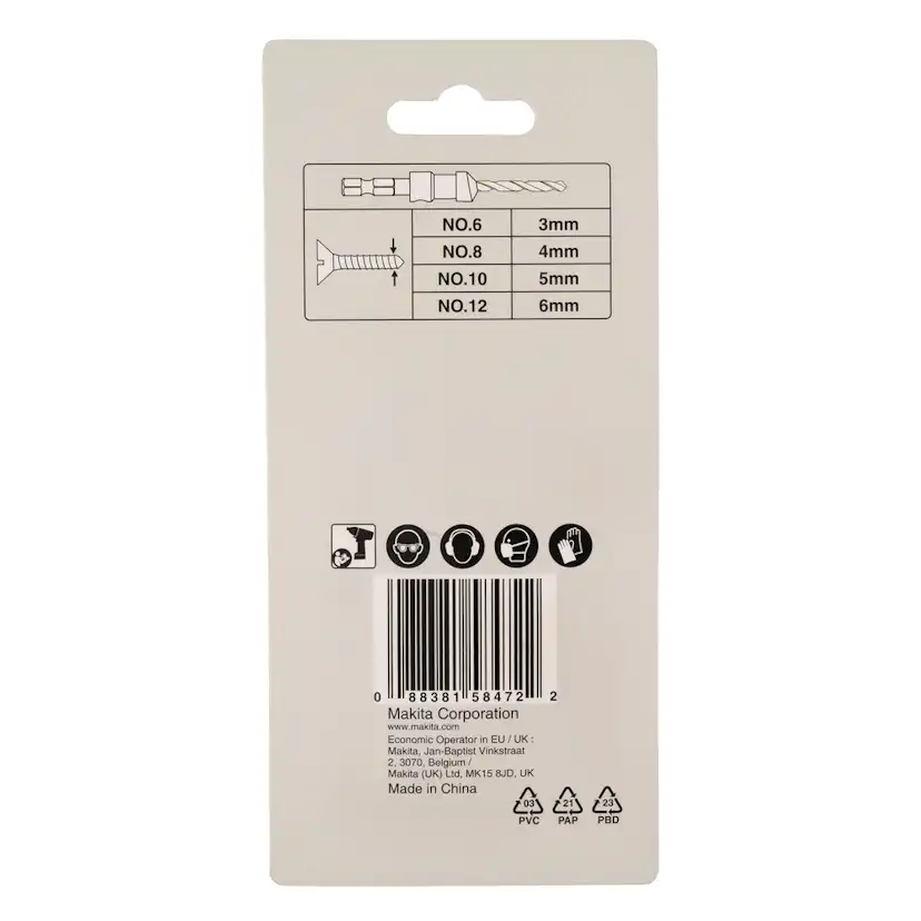 Borrset Makita D-73455 Försänkare 2.4 2.8 3.2 3.6Mm