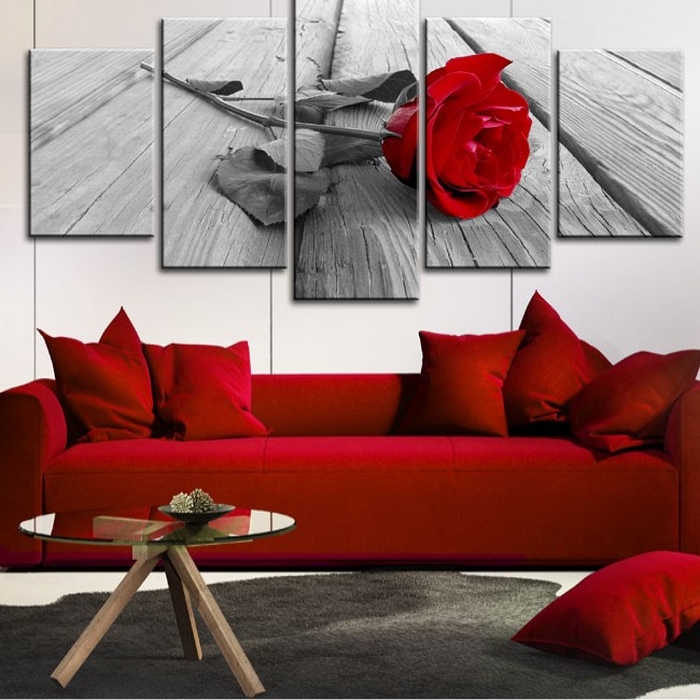 Tavla Arkiio Rose On Wood Wide Red 5 delar