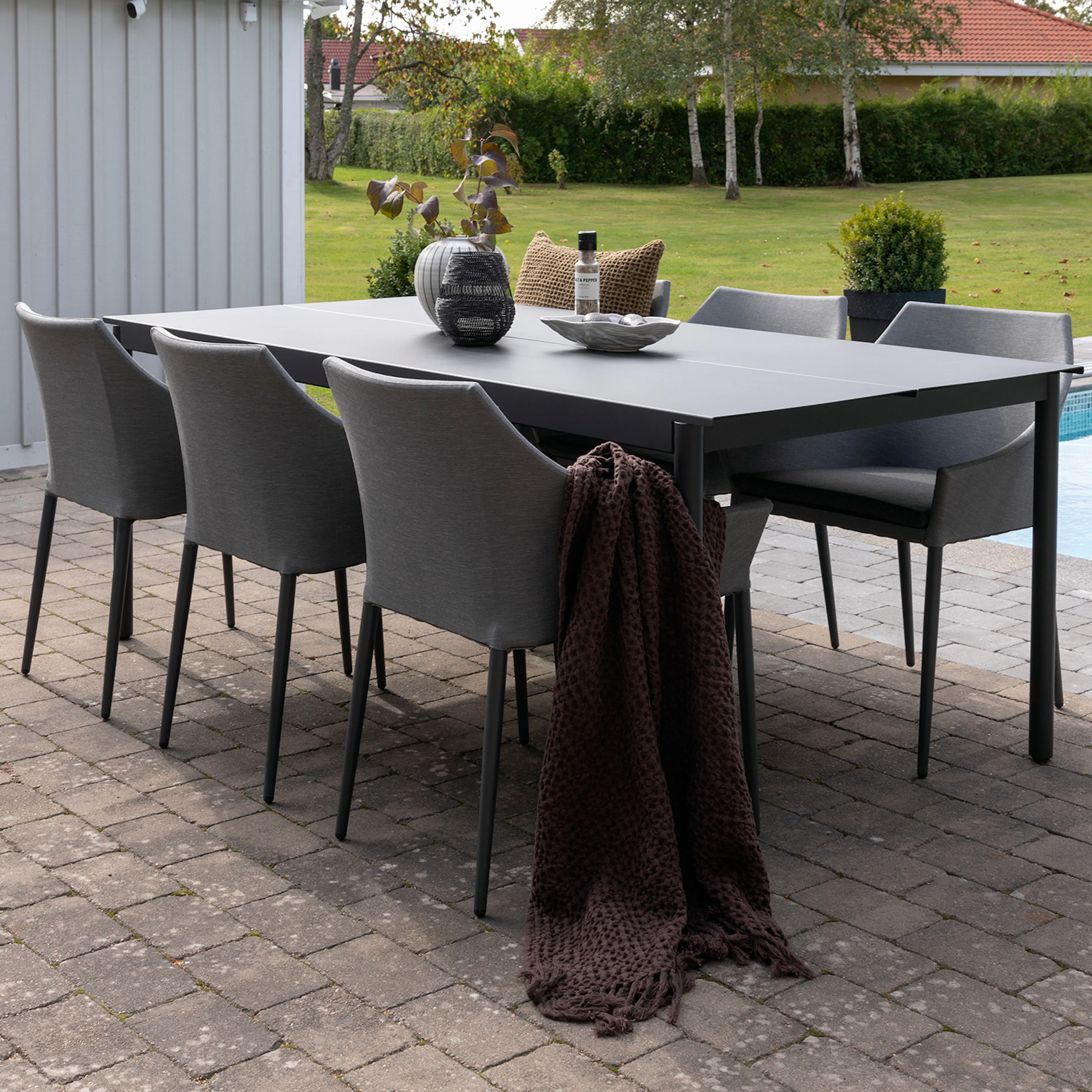 Matgrupp Utomhus Venture Home Modena 200x100 cm med 6 Spoga Trädgårdsstolar