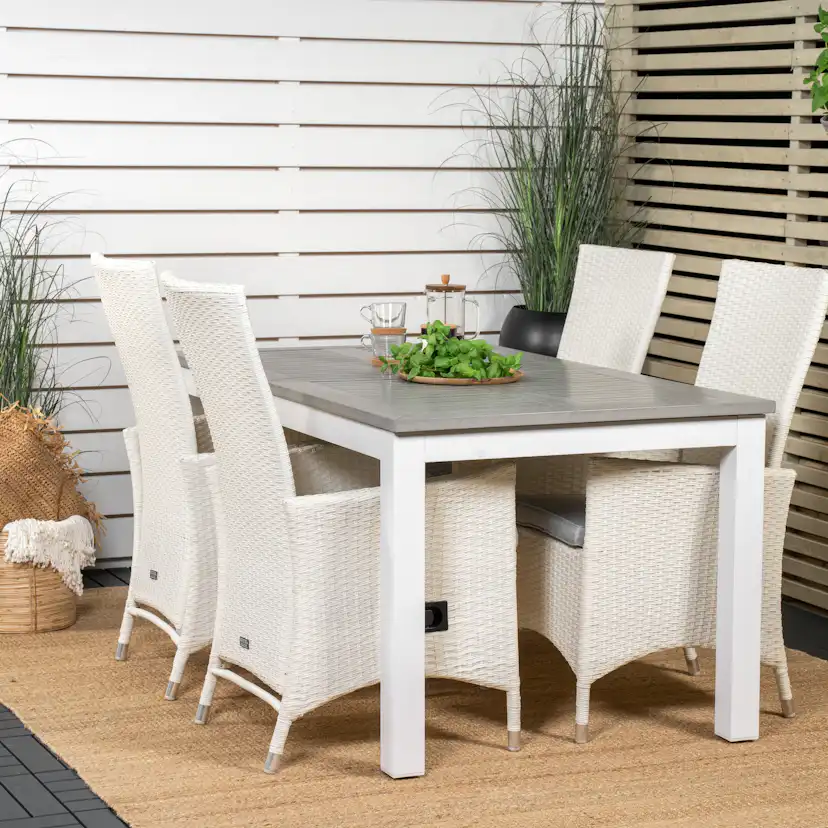 Albany Dining Table 152/210*90 - White Alu / Grey Aintwood+P Vit/Grå