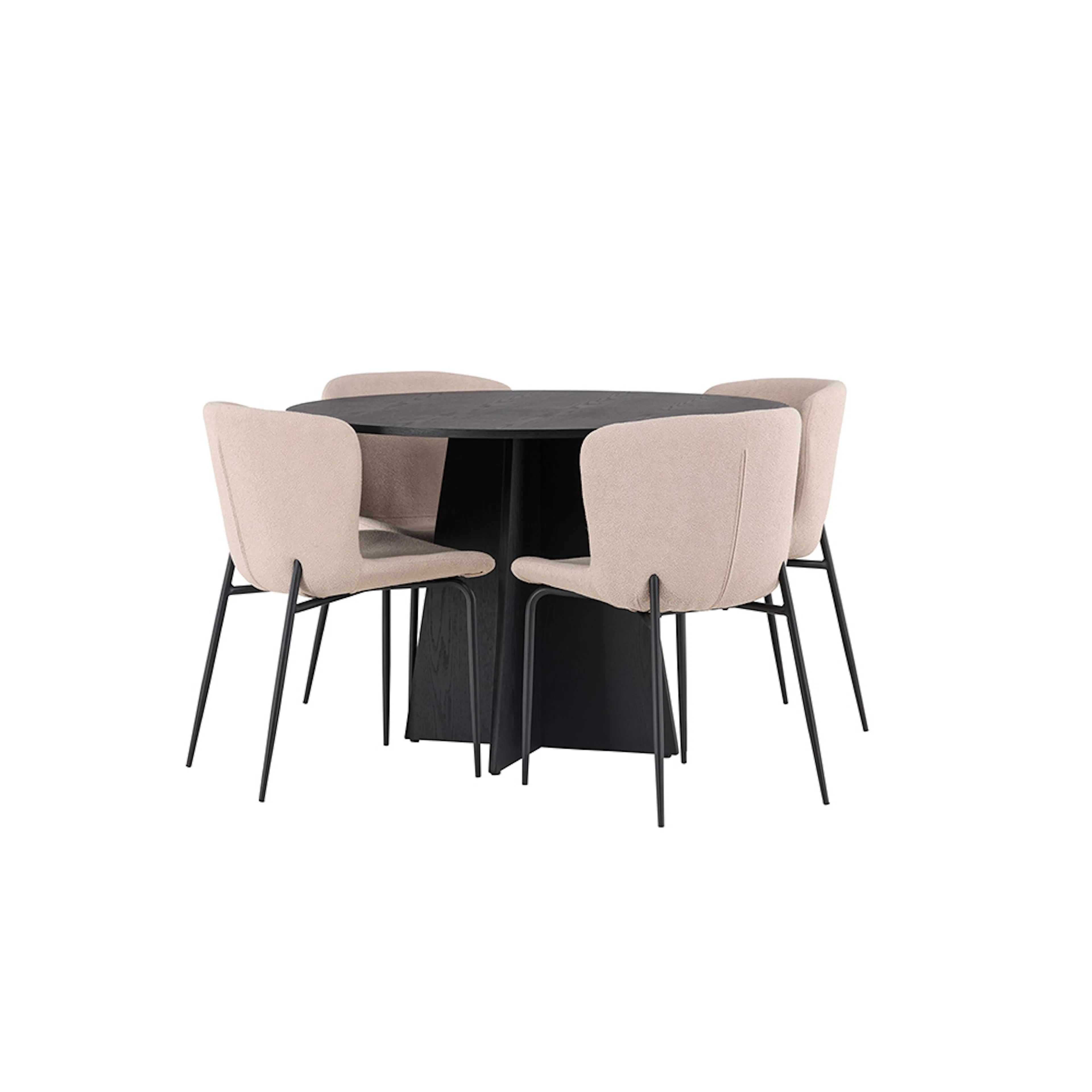 Bootcut Round Dining Table - Black / Black Fanéer +Modesto D Svart/Beige