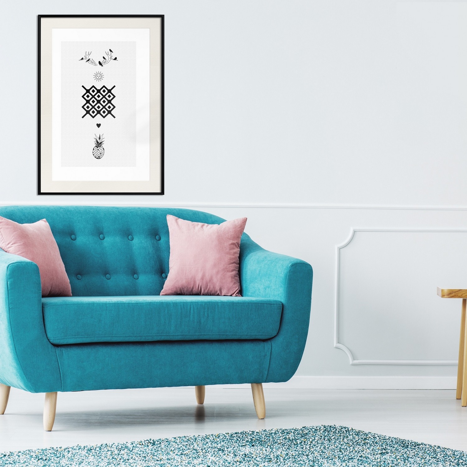 Affisch - Happiness [Poster] 40x60 Svart ram med passepartout, 40x60 cm