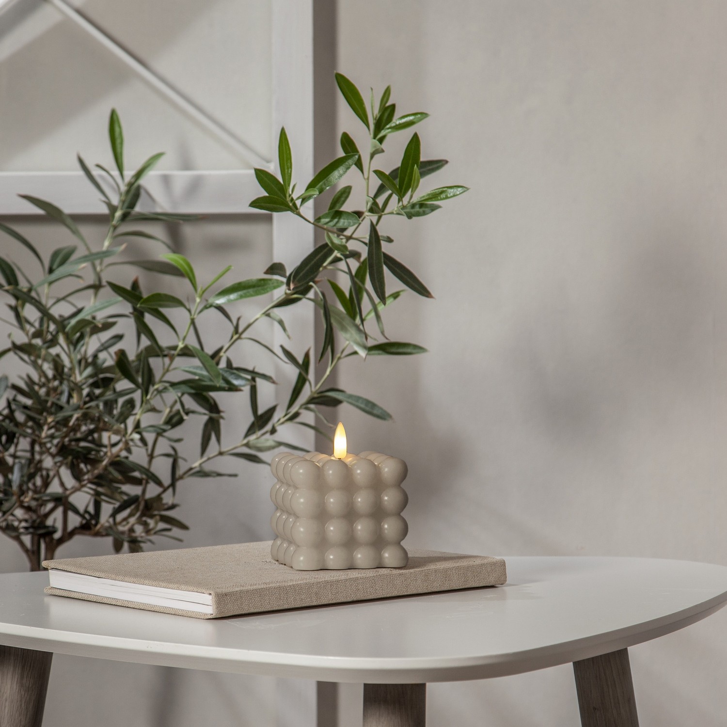 LED Blockljus Flamme Dot Beige Beige