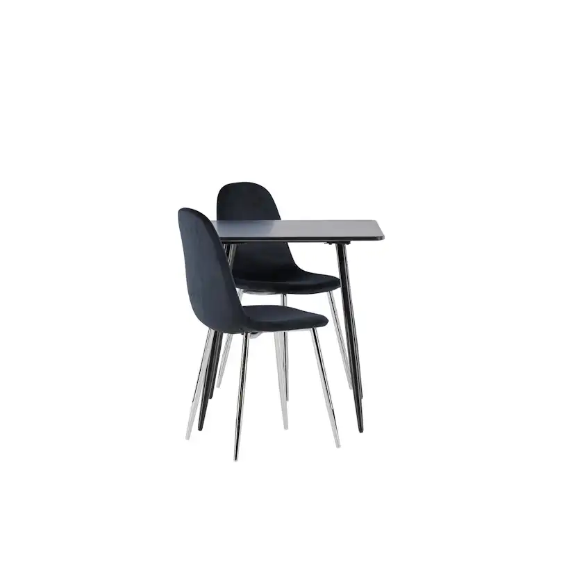 Polar Dining Table with Polar Dining Chair Färg: Svart/Svart, Ben: Stål