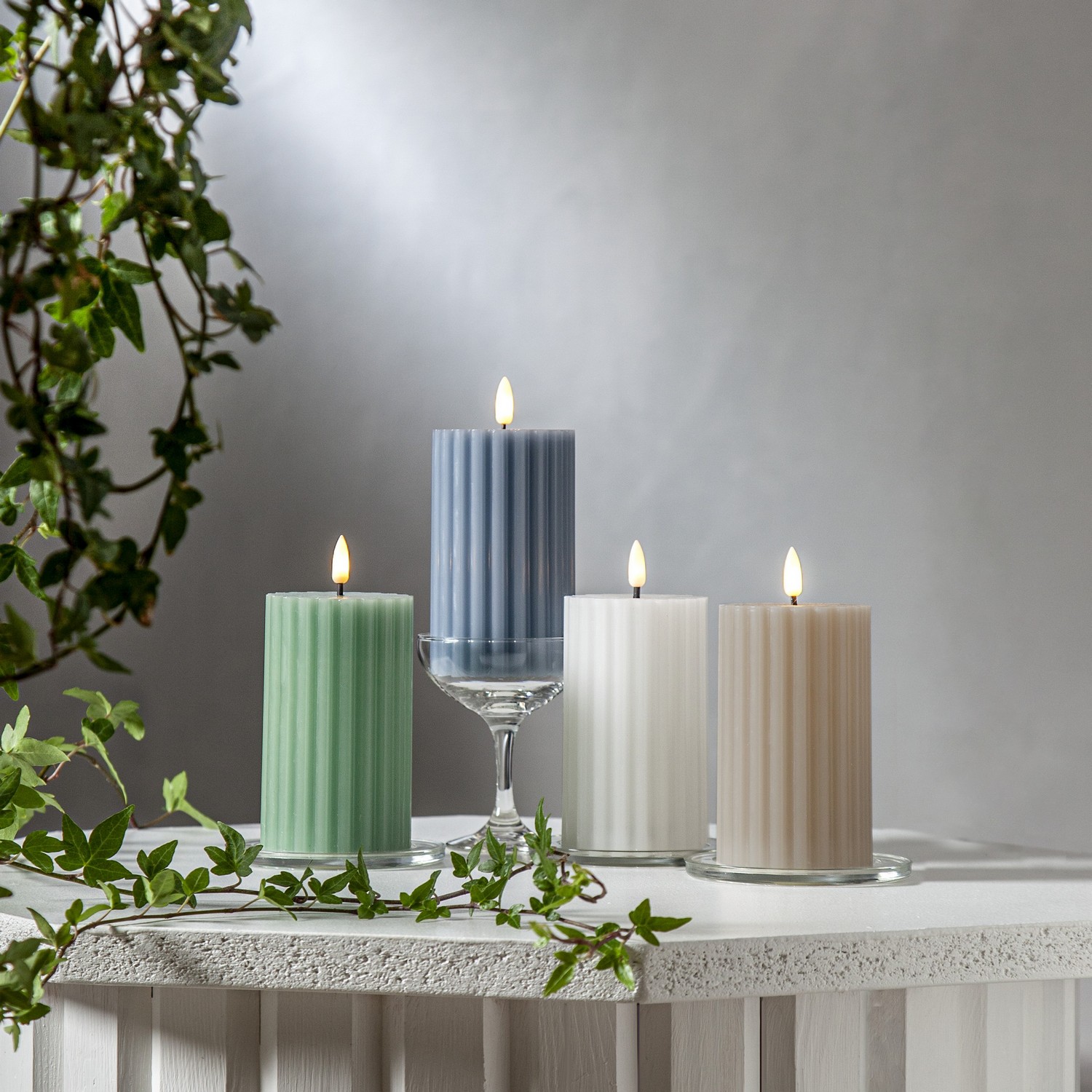 LEDBlockljus Flamme Stripe Grön