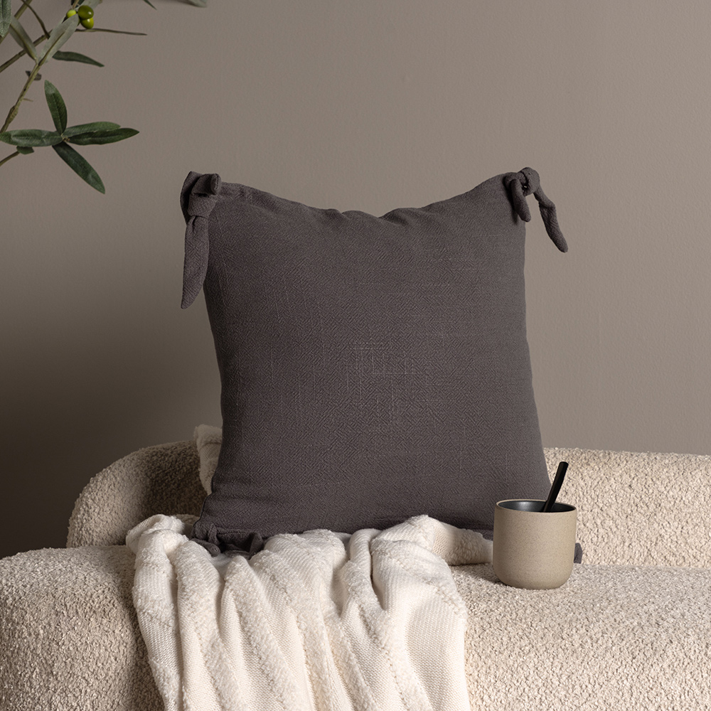 Nora Cushion Cover Linen Viscouse - Dark Grey Mörkgrå