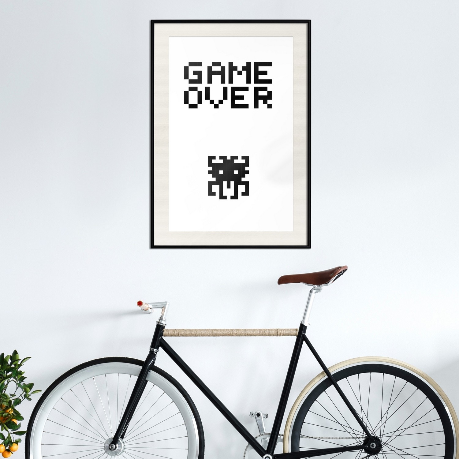 Affisch - Game Over [Poster] 40x60 Svart ram med passepartout, 40x60 cm