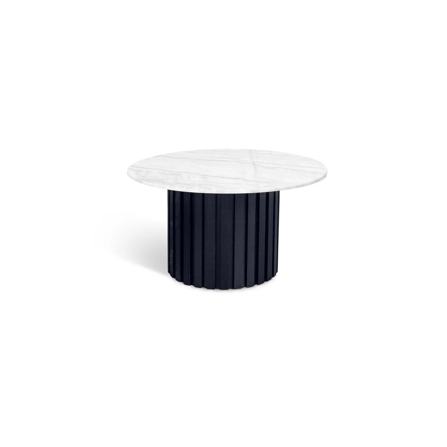 Full Moon soffbord - Svart ek / Ljus marmor - Runt 85 cm Svart ek/Ljus marmor