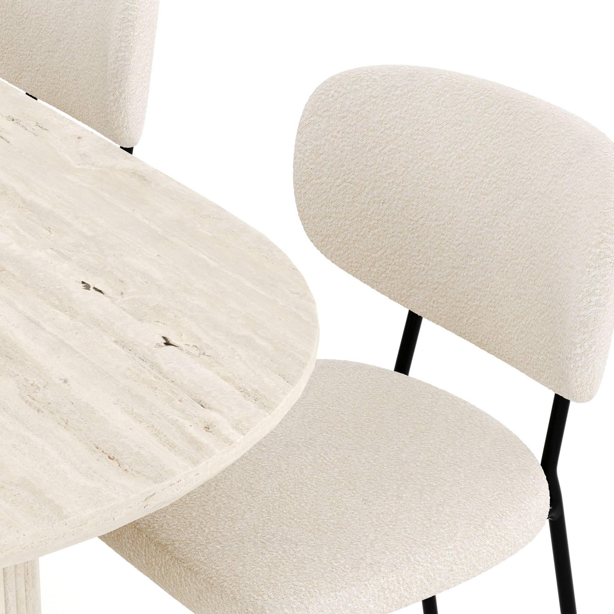 Matgrupp Andrarum Uppveda Ovalt Travertin Matbord 180 cm med 4Gemmiano Matstol