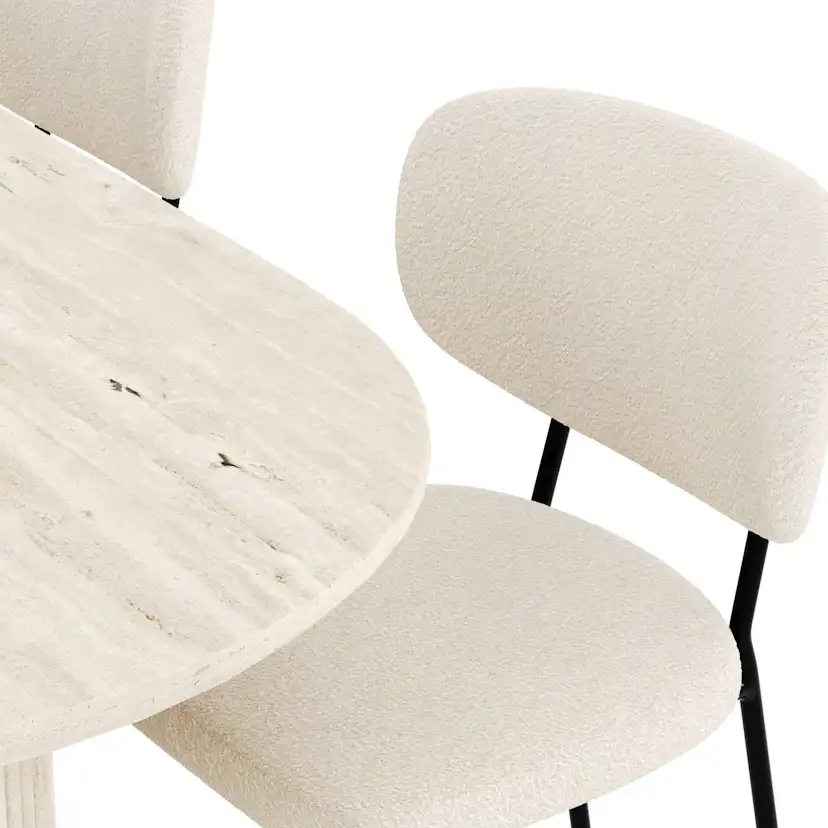 Matgrupp Andrarum Uppveda Ovalt Travertin Matbord 180 cm med 4Gemmiano Matstol