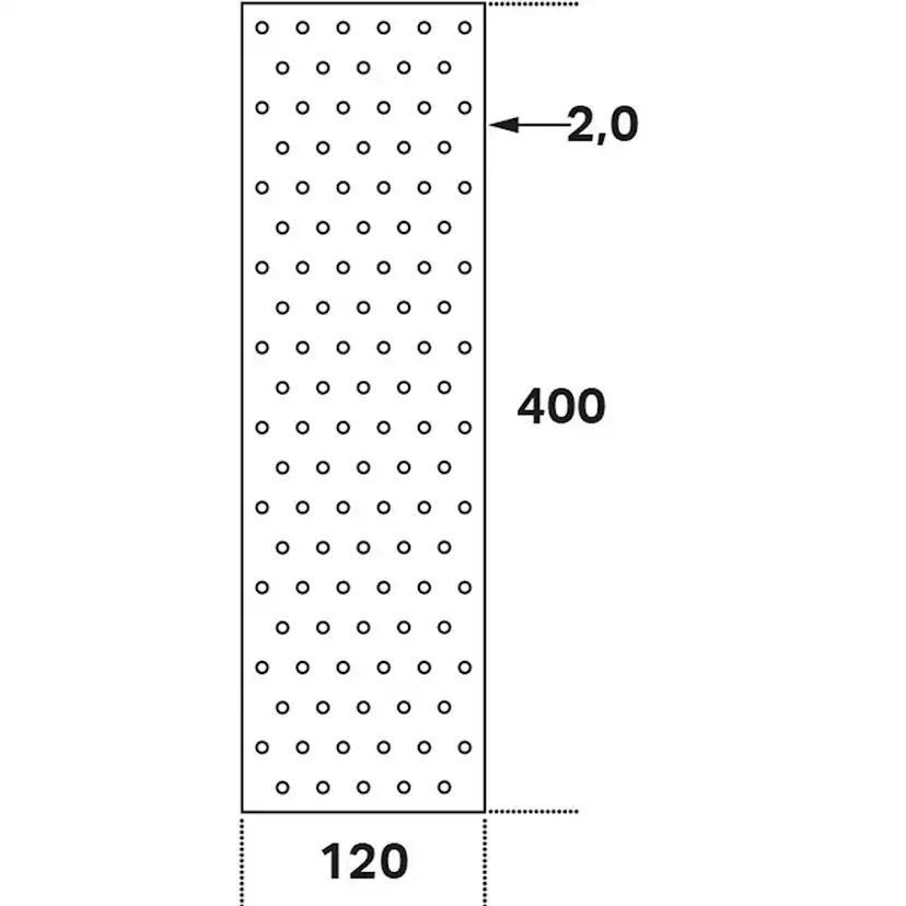 Hålplatta Hp 120x400x2,0 120x400x2,0 mm