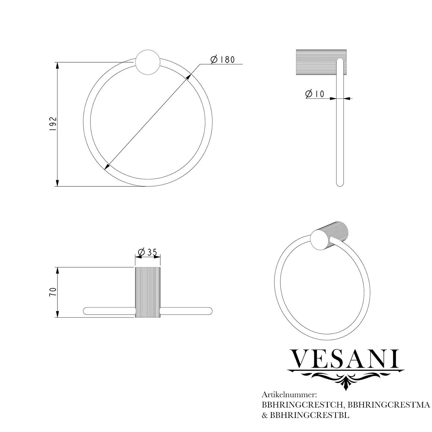 Handdukshängare Vesani Crest Ring