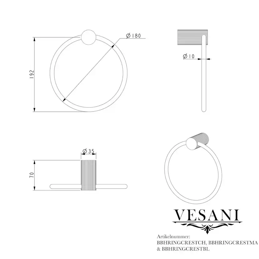 Handdukshängare Vesani Crest Ring