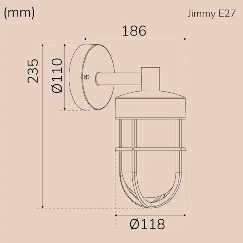 Jimmy Väggarmatur E27-sockel IP44 Vit Färg: Vit