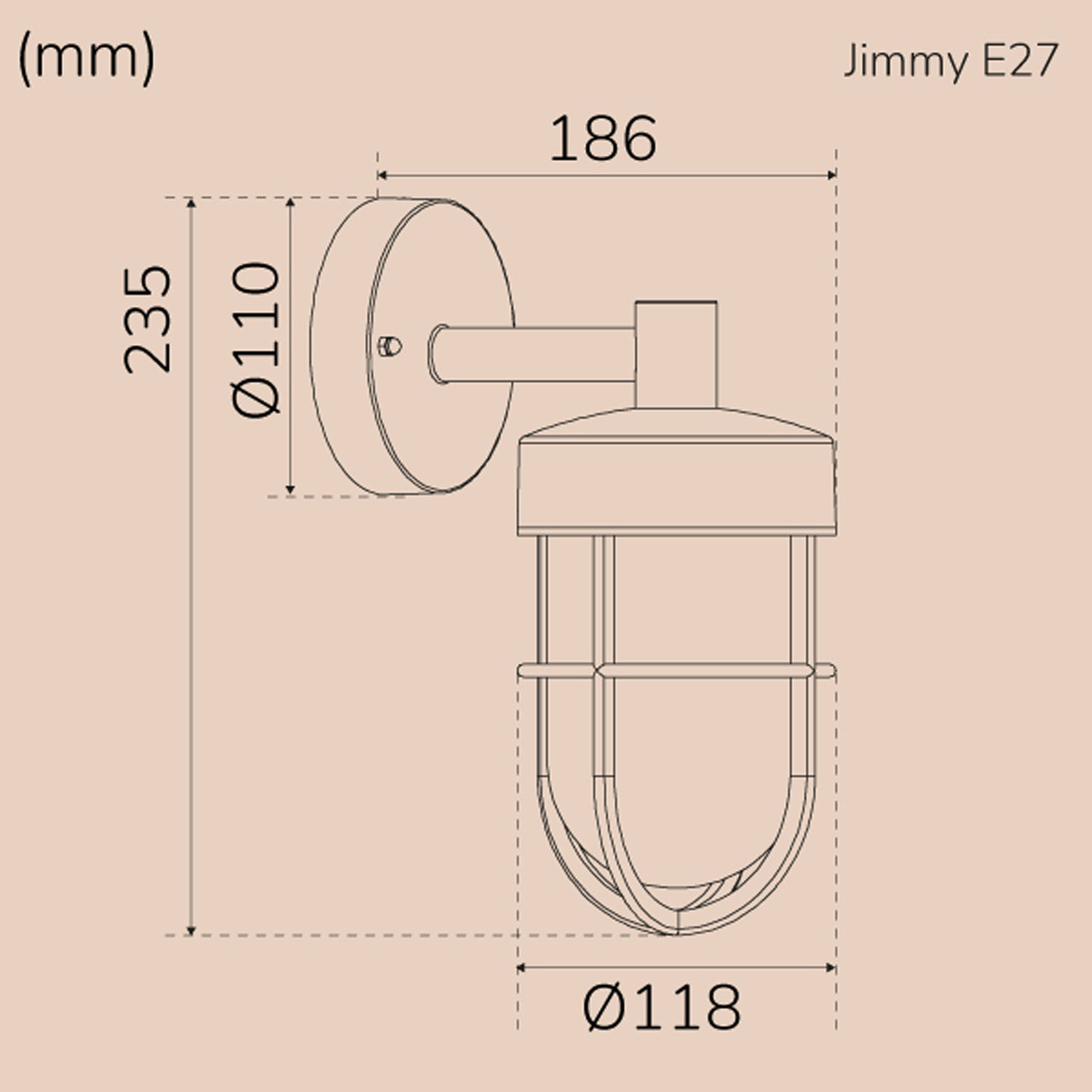 Väggarmatur Llitt Jimmy E27-Sockel IP44 - Utomhusbelysning