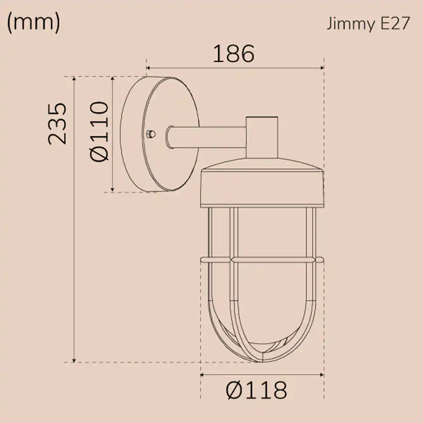 Väggarmatur Llitt Jimmy E27-Sockel IP44 - Utomhusbelysning