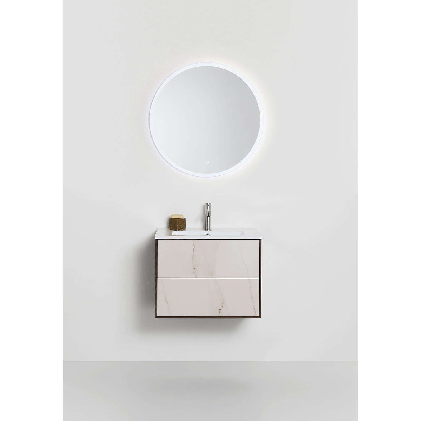 Tvättställsskåp Hafa Edge Stone med Tvättställ Rökt Ek Stone, B: 610mm